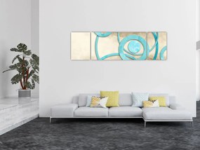 Obraz - Niebieskie koła na akwareli (170x50 cm)