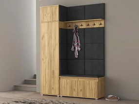 Garderoba z szafą i nadstawką do przedpokoju dąb craft + szary - Linez 4X
