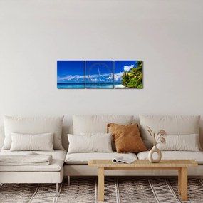 Obraz tropikalnej plaży (z zegarem) (90x30 cm)