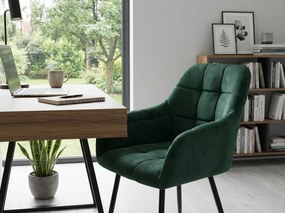 Ciemnozielone krzesło do jadalni MARLEN VELVET z czarnymi nogami