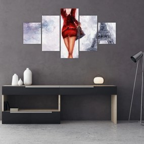 Obraz - Kobieta i wieża Eiffla (125x70 cm)