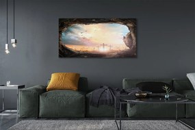 Zdjęcie na płótnie Jaskinia z Krzyżami i Ptakami