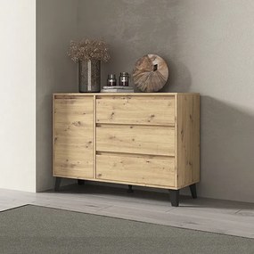 Nowoczesna komoda z szafką i szufladami dąb artisan - Bilgo 3X