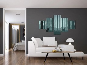 Obraz - Jeleń z wilkiem w skałach (125x70 cm)