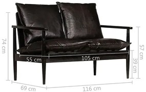 Elegancka skórzana sofa Canes - czarna