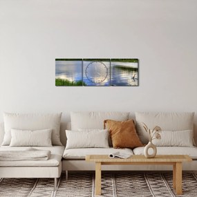 Obraz - Malownicza wioska (z zegarem) (90x30 cm)