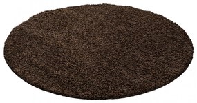 Dywan shaggy jednokolorowy brązowy koło 80 cm x 80 cm