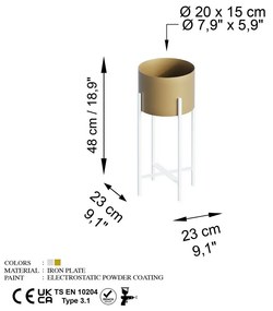 Metalowy stojak na kwiaty GED-026-C Aurum, biały/złoty