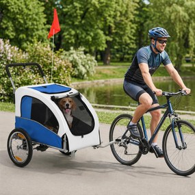 PawHut Przyczepka rowerowa 2 w 1 składany wózek dla małych i średnich psów do 20 kg, jasnoszary | Aosom PL