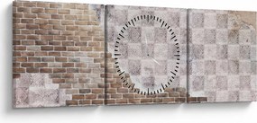 Obraz - Ceglana ściana (z zegarem) (90x30 cm)