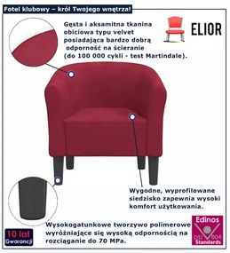 Czerwony fotel klubowy do salonu  C6-W56