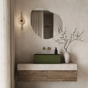 Lustro o nieregularnym kształcie oszlifowane bez podświetlenia MERINGO | Różne rozmiary | Różne kolory szkła : Kolor tafli szkła - Brązowy, Rozmiar - 70 x 56 cm