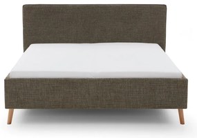 Ciemnozielone tapicerowane łóżko dwuosobowe ze schowkiem i stelażem 160x200 cm Riva – Meise Möbel