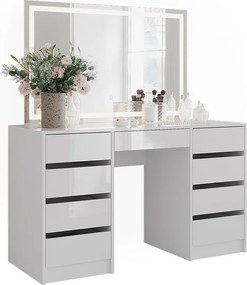 Stół toaletowy biały/biały wysoki połysk 128.2x50.1x76 sherry