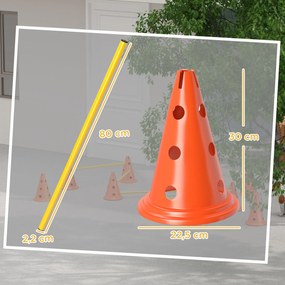 PawHut Zestaw Agility dla Psów 6-częściowy, Zestaw do Treningu z 12 Stożkami 6 Przeszkodami Torba