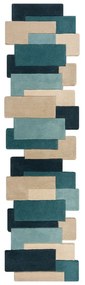 Niebieski/beżowy wełniany chodnik 60x230 cm Abstract Collage – Flair Rugs