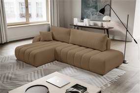 Masseno Narożnik GIOIA z funkcją spania i pojemnikiem na pościel Narozniki L, Rozkładana sofa - Brązowy, LAMBI 4