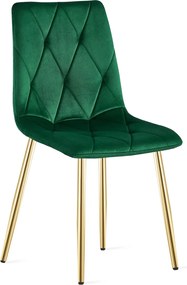 Zielone krzesło do kuchni LIBRA aksamitne ze złotymi nogami