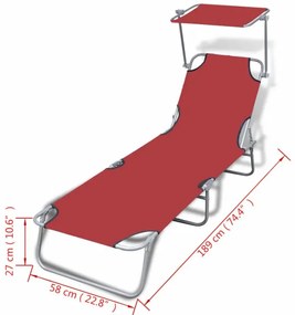 Materiałowy leżak ogrodowy z zadaszeniem Lorenzo - Czerwony
