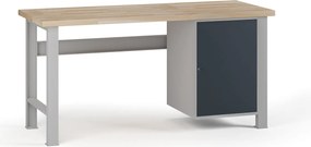 Stół warsztatowy G7, blat bukowy, 1700 x 685 x 840 mm, 1x szafka, grafitowy