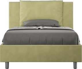 Łóżko wyposażone w stelaż z listwami tapicerowane 120x190 microfibra zielony Antea