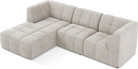 Beżowy aksamitny narożnik (lewostronny/z szezlongiem) Aloha – Makamii