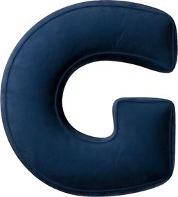 Poduszka literka G kolor granatowy tkanina połyskliwa, welwetowa