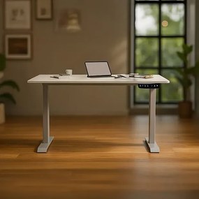 Białe elektryczne biurko regulowane A4-F35