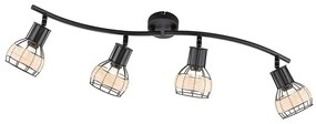 Czarna lampa sufitowa z metalowo-rattanowym kloszem 10,5x70 cm Straw – Fischer &amp; Honsel