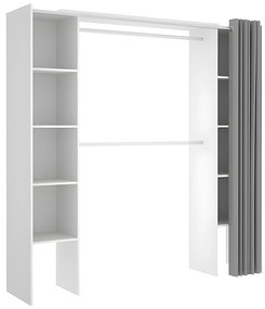 Rozkładana garderoba DORIAN z zasłoną - Dł.110/180 cm - Kolor: biały i szary