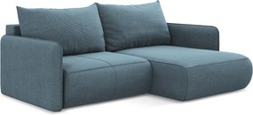 Narożnik prawostronny z funkcją spania - z tkaniny strukturalnej - jasny niebieski - NANEA