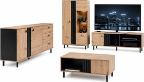 Zestaw mebli do salonu dąb artisan + antracyt F1-H14