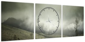 Obraz krajobrazu przed burzą (z zegarem) (90x30 cm)