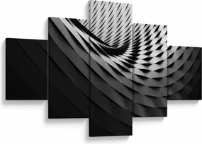 Abstrakcyjny obraz - czarno - biała spirala (125x70 cm)