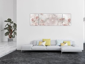 Obraz - Różowe kwiaty (170x50 cm)