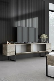 Stolik pod telewizor Luxe Travertine and Black