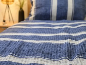 PrzytulneMieszkanie.pl PrzytulneMieszkanie.pl Kreponowa pościel z bawełny renforcé BLUE LINE niebieska Rozmiar pościeli: 70 x 90 cm | 140 x 200 cm