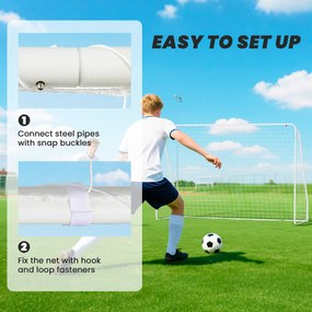 HOMCOM bramka do gry i treningu, odporna na UV, solidna, kotwy gruntowe, biały