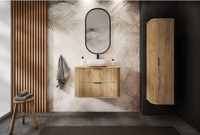 ELEGANCE Szafka łazienkowa ryflowana pod umywalkę 41,5 x 60,4 x 51,7 dąb craft złoty