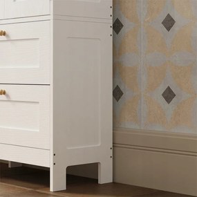 Regał łazienkowy / szafka wolnostojąca – biała – 120 cm – 2 szuflady + drzwiczki – styl loft