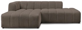 Brązowy narożnik z materiału bouclé (lewostronny/z szezlongiem) Annecy – Bobochic Paris