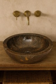 Okrągła umywalka nablatowa szary marmur A1-N68