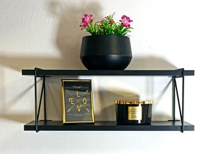 Podwójna czarna półka ścienna w stylu loft L2-L41
