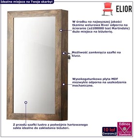 Industrialna szafka z lustrem na biżuterię zamykana na klucz M0-N16