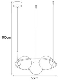 Lampa metalowy okrąg z białymi kloszami nad stół - A202-Anoba