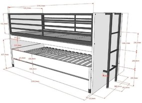 Piętrowe/z wysuwanym łóżkiem łóżko dziecięce ze stelażem 90x200 cm w naturalnym kolorze Sam – Vipack