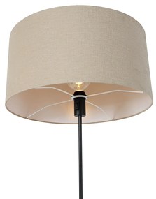 Lampa podłogowa czarna regulowana z kloszem jasnobrązowym 50 cm - ParteDesignerski Oswietlenie wewnetrzne