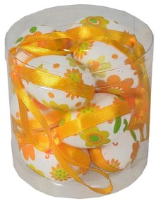 Zestaw wielkanocnych jajek wzór żółty kwiat,wysokość 4 cm,  12 sztuk w opakowaniu