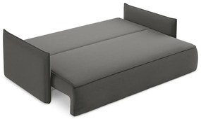 Ciemnoszara aksamitna rozkładana/ze schowkiem sofa 225 cm Hula – Makamii