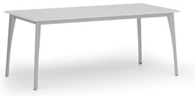 Stół konferencyjny do biura PRIMO OMEGA, 180x90 cm, szara podstawa, biały